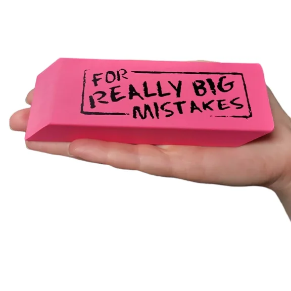 Zugar Land Jumbo Big "For Really Big Mistakes" Pencil Wedge Eraser, Pink (1  Piece)