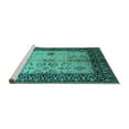 thumbnail image 2 of Ahgly Company Machine Washable Indoor Rectangle Oriental Turquoise Blue Industrial Area Rugs, 2' x 4', 2 of 4
