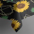 thumbnail image 3 of Black Geometric Sunflower Pattern Rectangle Tablecloth 60"x84",Waterproof Polyester Rectangle Table Cloth, Wipeable Spillproof Polyester Tablecloth for Dining, Camping, Indoor and Outdoor, 3 of 5