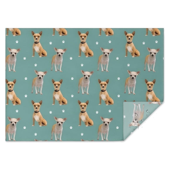 Chihuahua and Footprints Rectangle Tablecloth 60"x84",Waterproof Polyester Rectangle Table Cloth, Wipeable Spillproof Polyester Tablecloth for Dining, Camping, Indoor and Outdoor