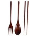 thumbnail image 5 of WHAMVOX  3 Pcs/Set Kitchen Fork Spoon Spoons Wooden Tableware Travel, 5 of 8