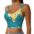 thumbnail image 2 of Fotbe World Map With Landmarks Sujetador Deportivo Largo sin Aros para Mujer con Almohadillas y Soporte Medio, Transpirable y Absorbente, Camiseta Tipo Chaleco o Tank Top-Medium, 2 of 8