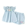thumbnail image 1 of Odeerbi 9M-4Y Conjuntos de Verano Para Niñas Camisetas de Tirantes de Algodón Plisadas Shorts de Flores Conjunto de Dos Piezas Flower, 1 of 8
