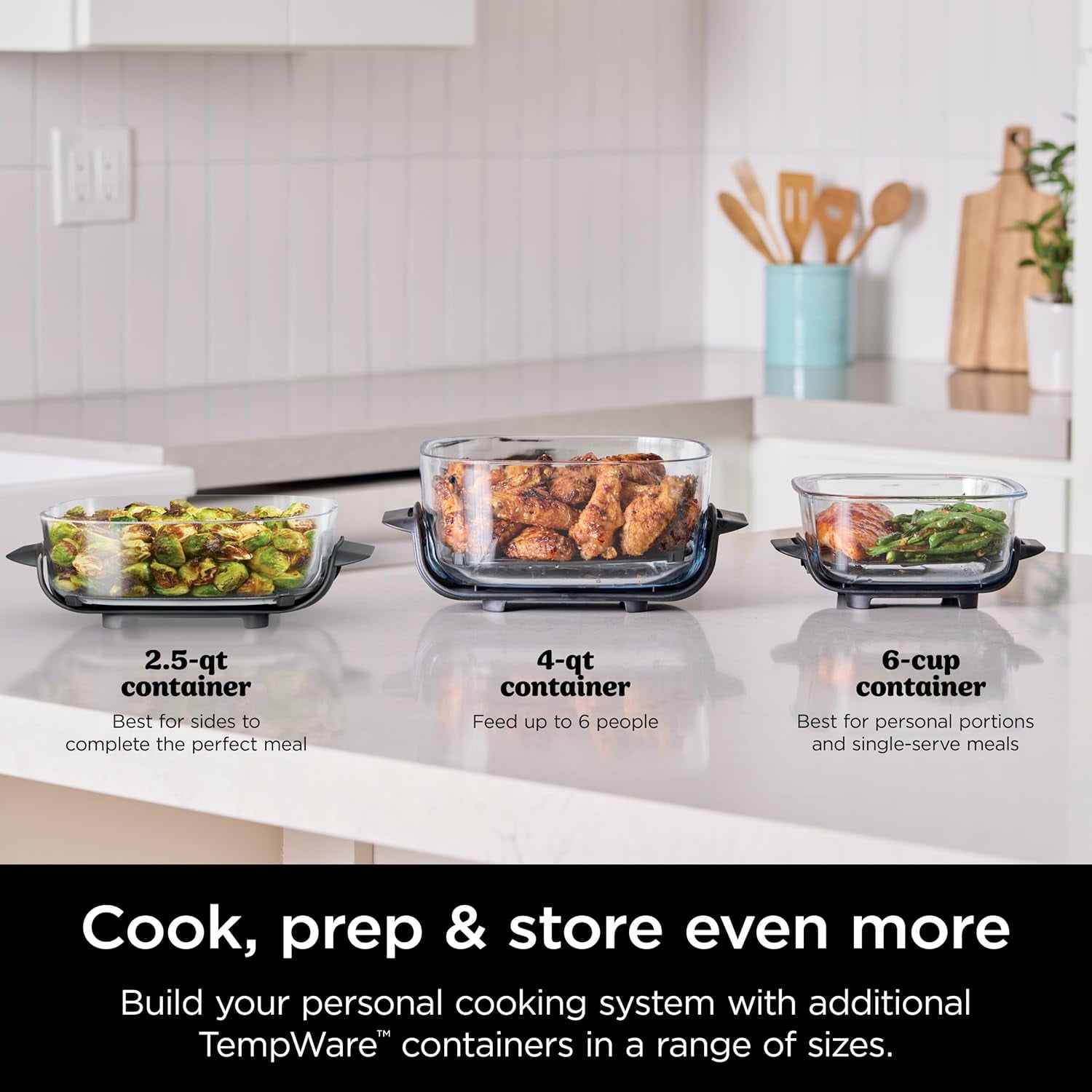 Ninja Crispi Air Fryer, Microwave, Freezer & Dishwasher Safe, Non Toxic Glass Portable Cooking System,