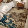 thumbnail image 5 of Abstract Octopus Washable Area Rugs 2.7'x5', Vintage Green Octopus Touches Sailing Boat Retro Low Pile Throw Living Room Rug Non-Slip Sturdy Edge Binding Carpet for Indoor Entryway Bedside Kitchen, 5 of 9