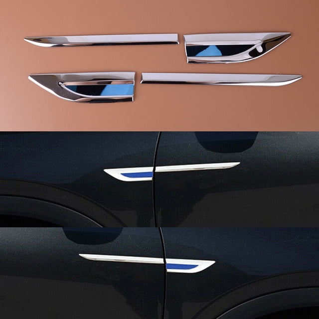 Set Car Side Fender Trim Cover Strip Emblem Decal Stainless Steel Universal