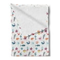 thumbnail image 2 of Deep Sea Soft Flannel Fleece Throw Blanket, Pattern of Doodle Style Sea Creatures on a Plain Background Nautical Elements, Cozy Plush for Indoor and Outdoor Use, 70" x 90", Multicolor, by Ambesonne, 2 of 5