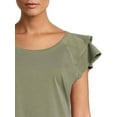 thumbnail image 3 of Time and Tru Women's Flutter Sleeve T-Shirt, 3 of 5