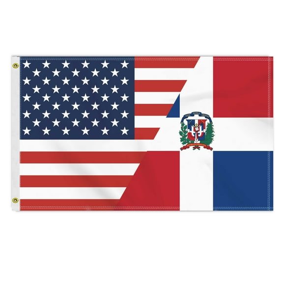 3×5 FT Dominican USA Flag, Large 150D America Dominican Outdoor Banner,Double Side Printing Decor For Patio Garden With Brass Gromment