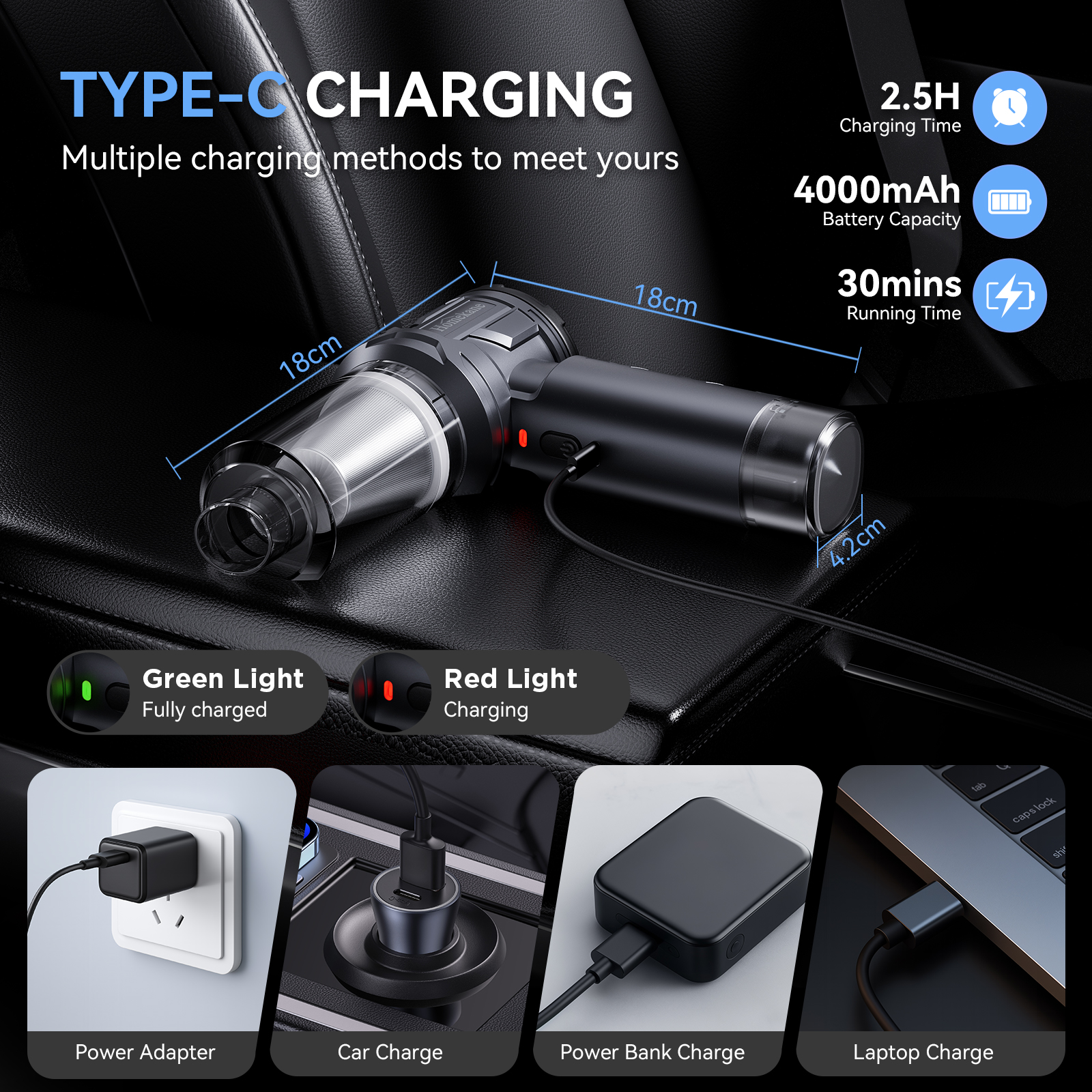 5-in-1 Cordless Vacuum: 15000PA Suction, Blower, Sealer, Air Pump & Escape Hammer