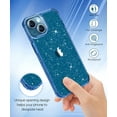 thumbnail image 6 of for iPhone 13 Case with Screen Protector + Camera Lens Protector, Clear Glitter Shockproof Protective Phone Case, Non Yellowing for Women Girls iPhone 13 Cover 6.1 inch - Clear Blue, 6 of 6