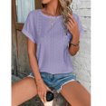 thumbnail image 3 of Womens Clothing Homenesgenics Womens Tops under $5 Women's Spring/Summer Fashion Casual Loose Round Neck Short Sleeve Women's Purple XXXL, 3 of 6