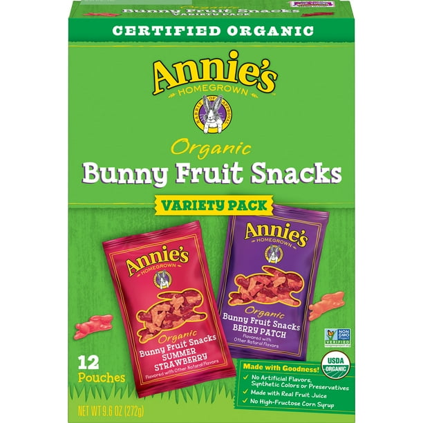 Annie's Organic Bunny Fruit Snacks, Variety Pack, 12 ct, 0.8 oz