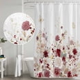 thumbnail image 4 of Red Spring Floral Shower Curtain Set - Long 72" x 84" Washable Bathtub Curtain with 12 Hooks, Elegant Pastoral Flowers Watercolor Waterproof Fabric Stall Shower Curtains for Bathroom/Bathtub Décor, 4 of 6