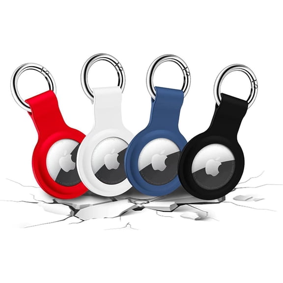 4 Pack Apple Airtag Holder, Ultra Light Silicone Case for Airtags, Protective Cover Compatible with AirTag GPS Item Finders with Anti-Lost Keychain for Bags, Keys, Dog Cat Collar, Luggage