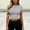 Gray, variant on Women Crop Tee Top Going out T Shirts Crew Neck Basic Shirt Casual Summer Slim Solid Color Tees