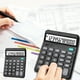 thumbnail image 2 of Calculadora de 12 dígitos con sensación de teclado mecánico simulado, fuente de alimentación dual solar y de batería, calculadora de oficina, calculadora de escritorio portátil con almohadilla antide, 2 of 5