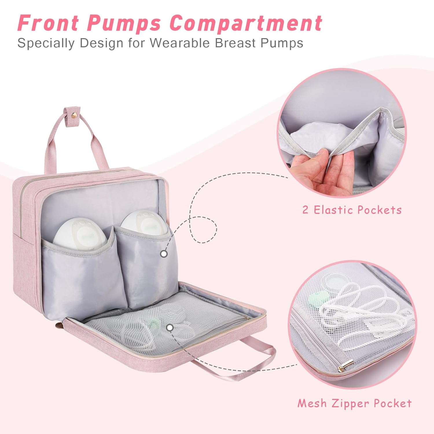 Wearable Breast Pump Bag with Insulated Cooler Compartment, Travel Carrying Case Compatible with Momcozy, Elvie and Medela Breast Pump Series, Includes Ice Pack & Waterproof Mat for Breastfeeding Acc
