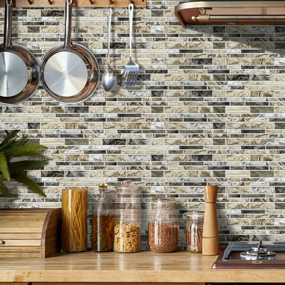 Peel and Stick Backsplash 3D Wall Tiles,Self-Adhesive,Oil Proof,Waterproof, Removable Wall Panels for Kitchen & Bathroom,Modern Design, Easy Install (9.68x4.72 inch,48 Pack)