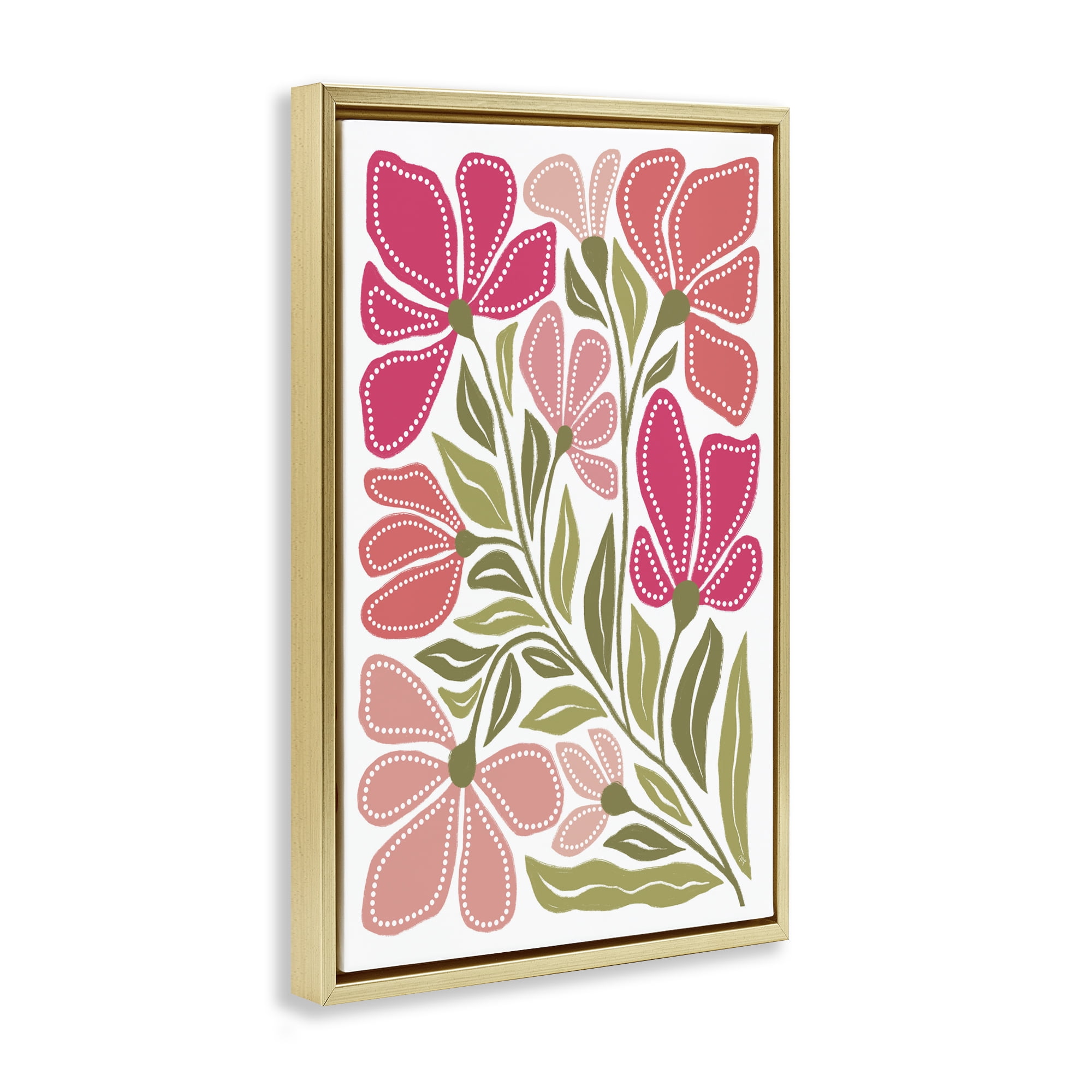Stupell Industries Bold Midcentury Blooms Gold Framed Floater Canvas Wall Art, design by Martina Pavlova