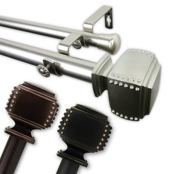 1 inch Odin Double Curtain Rod 28-48" - Satin Nickel