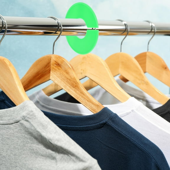 PBPBOX 20Pcs Green Plastic Hanging Clothes Dividers Wardrobe Size Markers with Blank Writable Closet Tags