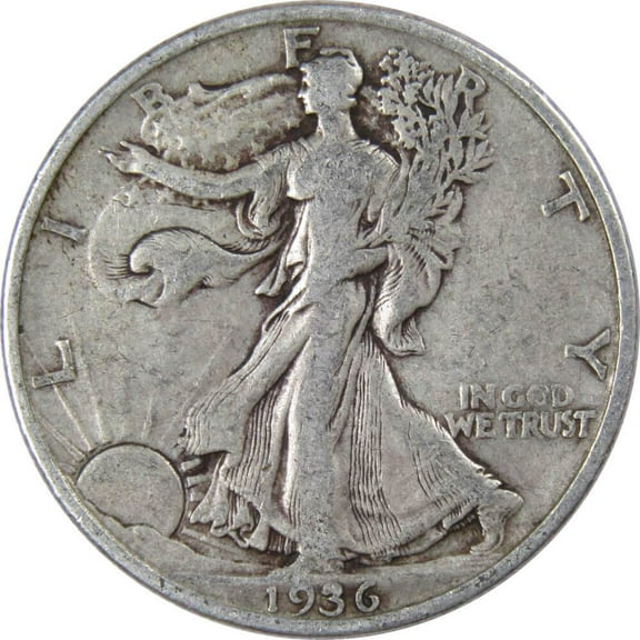 1936 Liberty Walking Half Dollar F Fine 90% Silver 50c US Coin Collectible