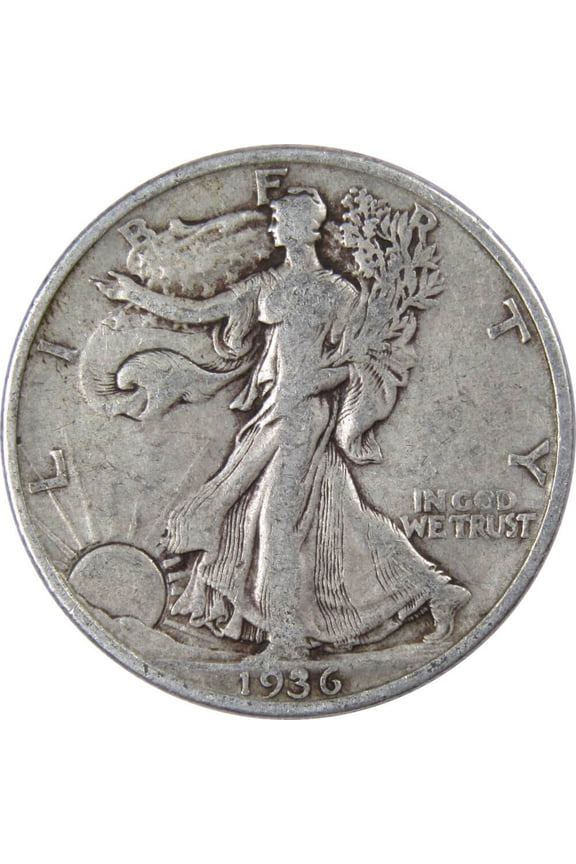 1936 Liberty Walking Half Dollar F Fine 90% Silver 50c US Coin Collectible