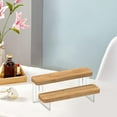 thumbnail image 3 of jifeng Acrylic Display Riser Shelf Showcase Fixtures Cupcakes Holder Wood Shelf Display 2 Tiers, 3 of 8