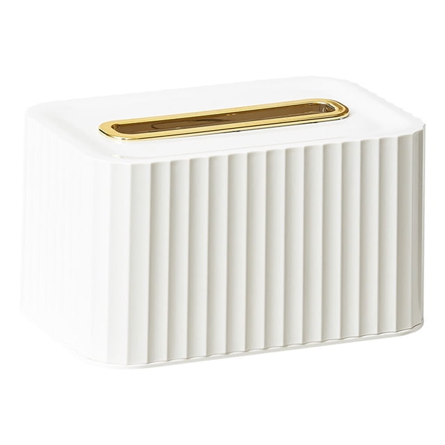 Caja de pañuelos para mascotas, repuesto reutilizable recargable para el hogar, sala de estar, baño, caja contenedora de papel con resorte, Almacenamiento y organización del hogar Oro blanco Inteprter HA067114-04