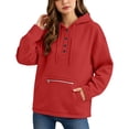thumbnail image 3 of SYwaren Henley Hoodie for Women Oversized Long Sleeve Button Pullover Casual Sweatshirt Tops, 3 of 7
