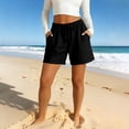 thumbnail image 3 of Causal Shorts for Women Drawstring Elastic High Waist Pleated Shorts Summer Beach Vacation Shorts with Pockets, 3XL, 3 of 6