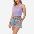 thumbnail image 2 of Women's Sequin Square Neck Tank Top with Sleeveless Design and Cropped Fit - XX Large, Purple, 2 of 7