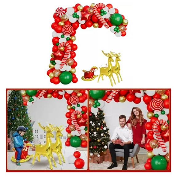 Xmas Balloons Decorations, Home Decor Safe Metallic Gold Green Red White Xmas Balloon Garland Arch Kit for Party
