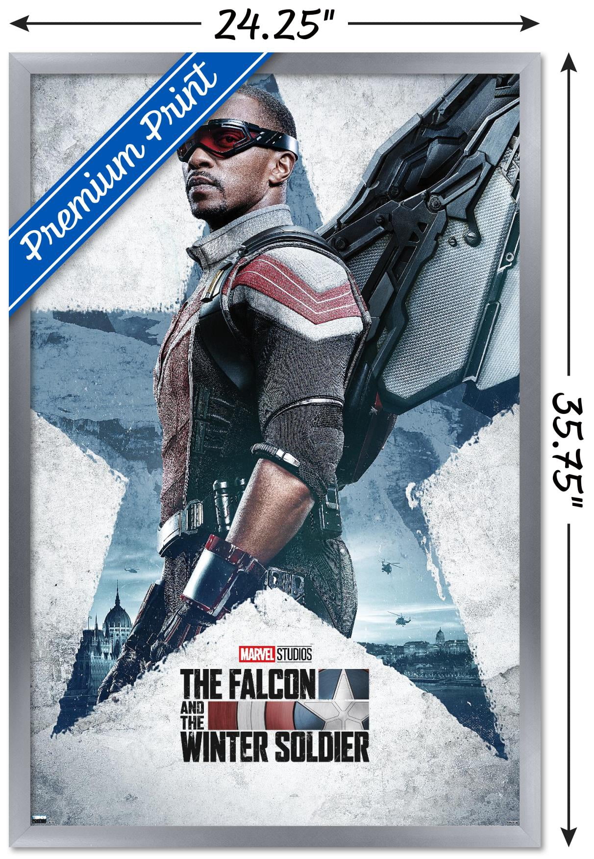 Marvel Falcon and Winter Soldier - Falcon One Sheet Wall Poster, 22.375" x 34", Framed