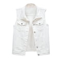 thumbnail image 3 of Frontwalk Ladies Plus Size Jean Veset Lapel Collar Sleeveless Denim Vest Women Button Up Waistcoat Cropped Denim Vest, 3 of 9