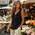 thumbnail image 4 of Lumtrix Womens Tank Tops Loose Fit Cotton Linen V Neck Henley Sleeveless Shirt Casual 2026 Summer Beach Top Black 2XL, 4 of 6