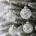 thumbnail image 2 of Sleetly White Swirl Christmas Ball Ornaments – 3.15” Shatterproof Decorations for Holiday Xmas Tree Decor, 12-Pack, 2 of 9
