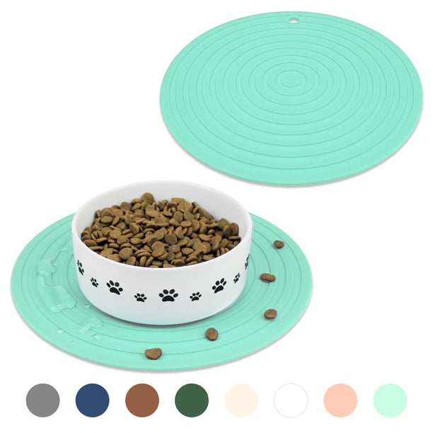 Ptlom 2Pcs Pet Placemat, Dog Cat Feeding Mat Prevent Spills, Waterproof
