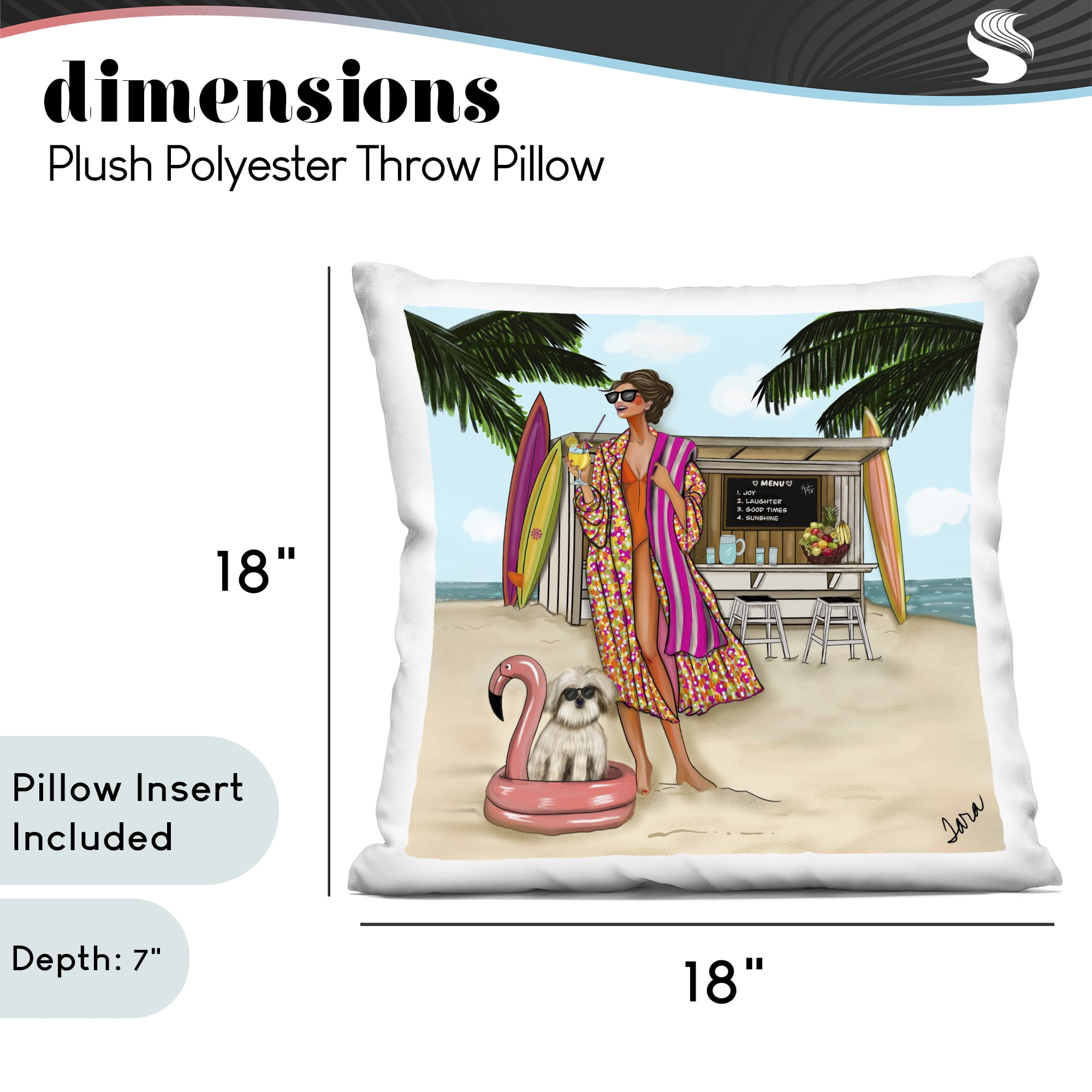 Stupell Industries Beach Girl in Summer Sun Decorative Printed Throw Pillow, design by Tara Boone, 18 x 7 x 18
