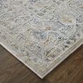 thumbnail image 5 of 5' X 8' Ivory Taupe and Blue Oriental Power Loom Worn Faded Area Rug With Fringe, 5 of 11