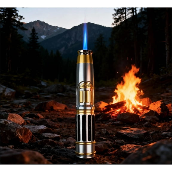 1PC  8.7" Ever Tech Saber Cigar Torch with Safety Lock & Adjustable Flame Refillable  for BBQ, Baking, Camping ,Kitchen Gift Lighters for Men Woman Christmas