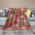 thumbnail image 2 of COMIO  Strawberry Blanket, Pink Throw Blanket Gifts for Fruit Lovers, Soft Lightweight Red Strawberry Flower Flannel Blanket, Cozy Bedding Blanket for Kids Girl, Couch, Chair, Bedroom, 2 of 6