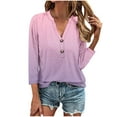 thumbnail image 2 of GaThRRgYP Summer Tops for Women,Womens Plus Size $5,Women's Tops Fashion Solid Button Shirt Female V-Neck Loose T-shirt Blouse Pink L, 2 of 5