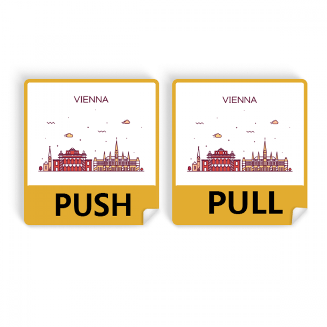 Viena Austria Flat el patron de referencia Etiquetas engomadas de la puerta de empujar y tirar