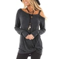 thumbnail image 5 of SWQZVT Womens Tops Cold Shoulder Long Sleeve Twist Knot Top Sexy Tunic T Shirts Casual Darkgray Blouse Size XL, 5 of 6