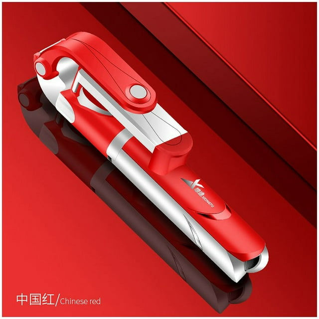 XT09 Tripod Stand Extendable 360° Rotation Self-timer Bluetooth Selfie Stick Monopod Foldable Live XT10 Mobile Phone Bracket XT09 red