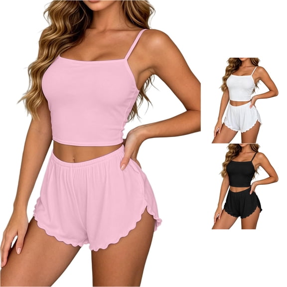 Bigetiay Women's Backless Sleeveless Camisole and Shorts Two Piece Set, Size L