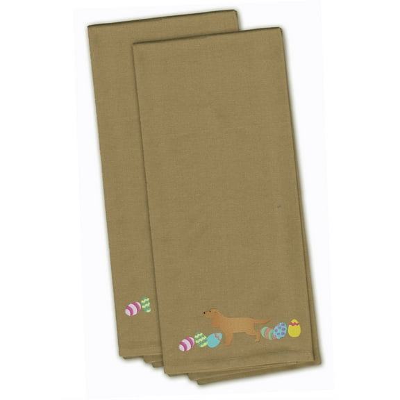 English Cocker Spaniel Easter Tan Embroidered Towel Set of 2