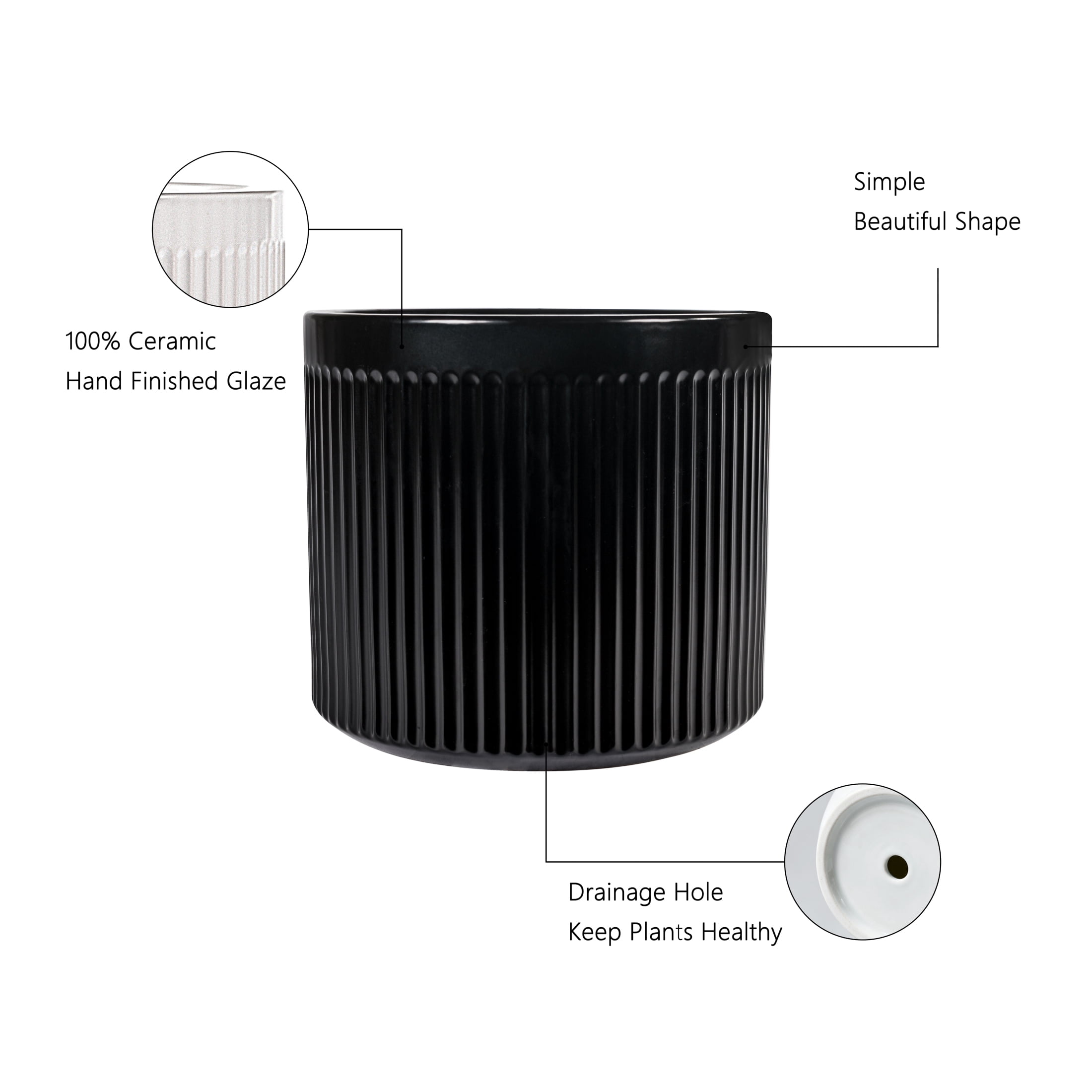 UMIAMOY Modern Cylinder Set of 3 Ceramic Flower Pots,5.7+7.0+8.6 inch Plant Pots with Drainage Holes and Saucer,Indoor Outdoor Planters for Home Patio Garden Decoration